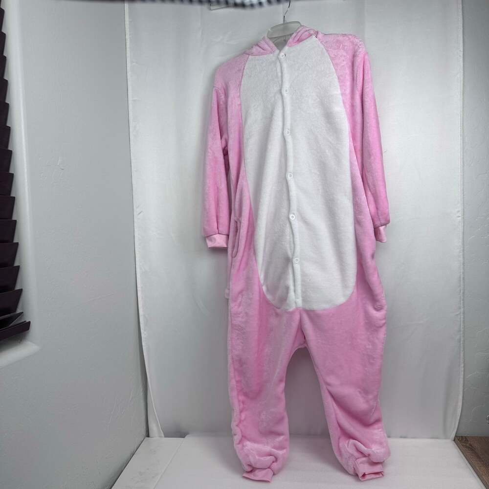 Dinosaur One Piece Pink Halloween Costume Women Button Front Hoodie Size Small